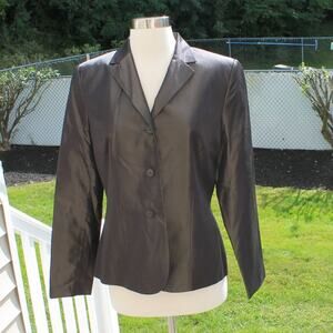 Ann Taylor Women's 100% Shot Silk Blazer Career Office Businesscore Mocha Size 8